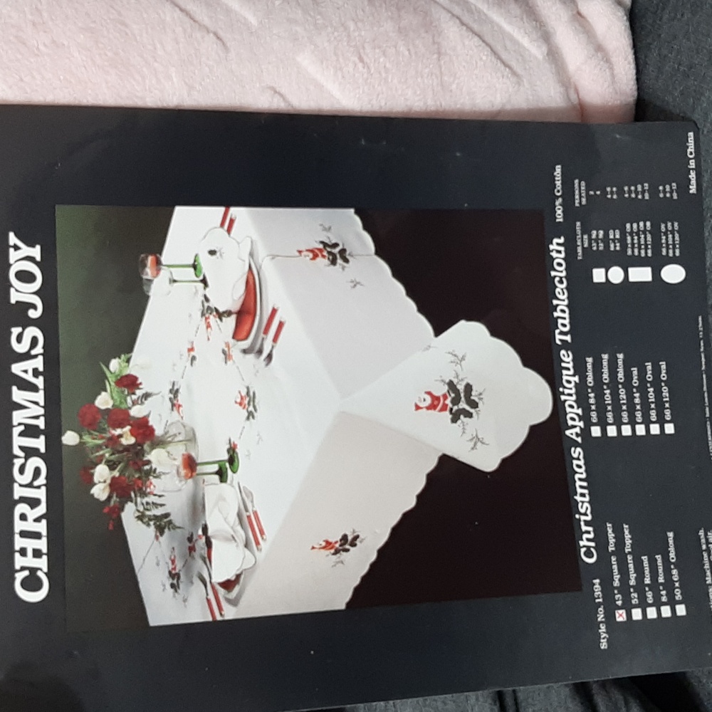 VTG C&F Enterprises Christmas Joy Santa 43" Square Tablecloth 100% Cotton
